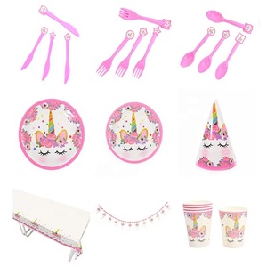 Unicorno <span class=keywords><strong>tema</strong></span> decorazione compleanno per bambini per ragazze piatti per cena di compleanno tazze di stoviglie di carta Set per feste bomboniere <span class=keywords><strong>tema</strong></span> unicorno - Product Image 3