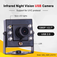 Cámara Industrial Mini USB 3206 1080P OV2710 con Lente Gran Angular de 2.8mm y 120 Grados, IR850, Visión Nocturna Infrarroja Full HD, Sensor CMOS