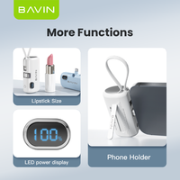 Banque d'alimentation portable BAVIN Factory PC1092S PC1091S, petit format, port USB-C, charge rapide, 5000 mAh, pour téléphone