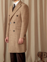 Manteau d'hiver en laine à double boutonnage pour hommes, manteau long formel avec décoration de boutons, veste épaisse de grande taille pour hommes