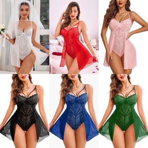 SFY1272 Ensembles de lingerie Teddy en gros, style japonais, transparents, pour femmes matures, combinaison sexy en dentelle de Noël - Product Image 6