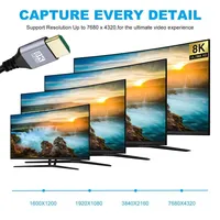 Mini câble HDTV 8K Ultra Haute Vitesse 90 Degrés Mâle à Mâle Compatible avec 8K 60Hz 4K 120Hz pour PC Caméra TV Moniteur Tablette