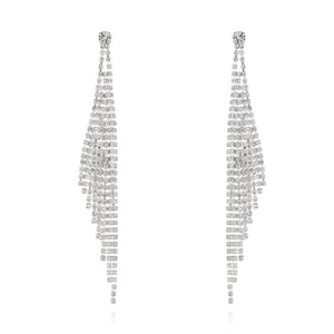 Pendientes de borla larga de doble capa con diamantes de imitación, estilo europeo y <span class=keywords><strong>americano</strong></span>, para novias, escenario, bikini, actuaciones, venta al por mayor - Product Image 5