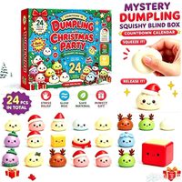 Approvisionnement stable, sans pression de stock : Calendrier de l'Avent de Noël 24 jours, boîte surprise souple et moelleuse, jouet anti-stress en forme de dumpling