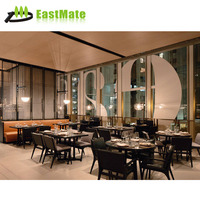 Ensemble de restaurant de luxe moderne Grandes tables rectangulaires Chaises 8-10 personnes Cuir Marbre Finition Bois Salle à manger Hôtels Salons