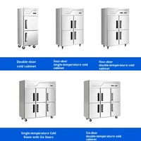 Congélateur Commercial Économique à Quatre Portes en Acier Inoxydable Grande Capacité Réfrigération Monotempérature