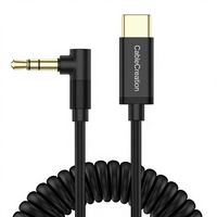 CableCreation Typ-C zu Aux-Ausgang Spiralkabel mit Integriertem 48KHz/16-Bit DAC 3,5mm zu USB-C Mikrofonkabel