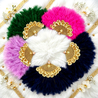 Éventail en plumes de dinde teintes pour fêtes, spectacles et décorations de mariage