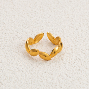 Irregular Leaf <b>Ring</b> 18K Gold Plated Stainless Steel Unisex Fashion Jewelry Gift - Product Image 2