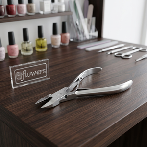 Outil de beauté des ongles à ressort unique en acier inoxydable avec lames concaves en PVC avec motif de fleurs pour l'application des doigts - Product Image 2