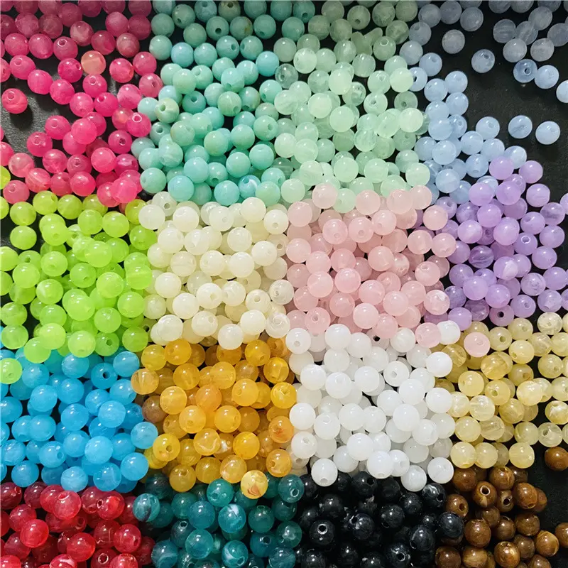 Perles acryliques Double couleur rondes en vrac, perles en plastique à trou Direct