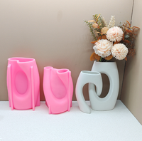 Moule en silicone HY pour vase abstrait géométrique, pot de fleurs, plâtre, ciment, béton