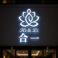 Panneau publicitaire LED miniature personnalisable, décoration, enseigne, utilisation en centre commercial, logo mural gravé en verre acrylique, fond éclairé