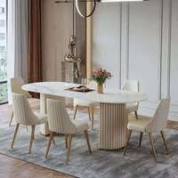 Gros Italien moderne simple style ensemble de salle à manger Table À Manger rectangulaire chaise lumière luxe 2M marbre ménage Table À Manger