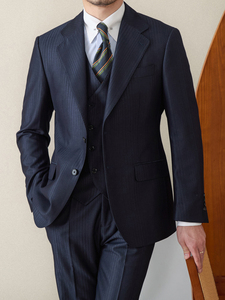 <span class=keywords><strong>Costume</strong></span> d'affaires formel rayé pour homme, <span class=keywords><strong>veste</strong></span> blazer à simple boutonnage, coupe ajustée, respirant, ensemble 3 pièces - Product Image 5