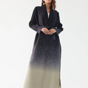 Abaya Miyake con Cuello Plegable, Doble Botonadura, Manga Larga, Degradado, para Mujer, Nueva Abaya 2024, Ropa de Diseñador Original - Product Image 4