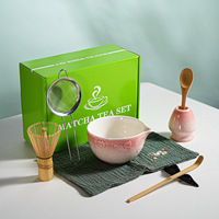 Set Matcha Jepang Pink 8 Pcs Kelas Seremonial Matcha Personalizada Untuk Aksesoris Matcha Mangkuk Matcha Pink