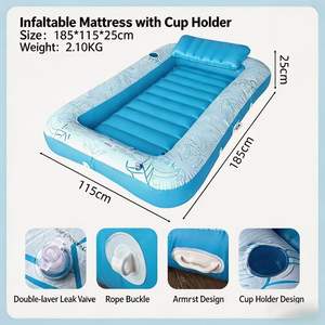 Lit flottant gonflable double pour l'été, pour piscine et <span class=keywords><strong>plage</strong></span>, chaise longue épaissie pour loisirs en extérieur - Product Image 6