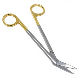 Tijeras Dentales Quirúrgicas Curvas Debonairii Locklin, Doradas, Dentadas, de 16.5 cm, Proveedor Mayorista de Instrumentos Quirúrgicos - Product Image 1