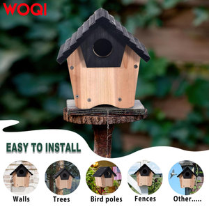 Comedero para Pájaros de Madera Hecho a Mano WOQI, Tradicional, para Montar en la Pared, Casa de Descanso, Decoración Popular para Jardín y Hogar, Comedero para Pájaros Colgante - Product Image 6