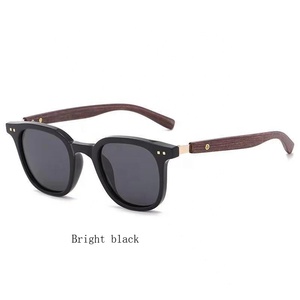 Lunettes de soleil rétro européennes et américaines pour hommes et femmes, lunettes de soleil tendance à effet bois, protection UV pour hommes - Product Image 5