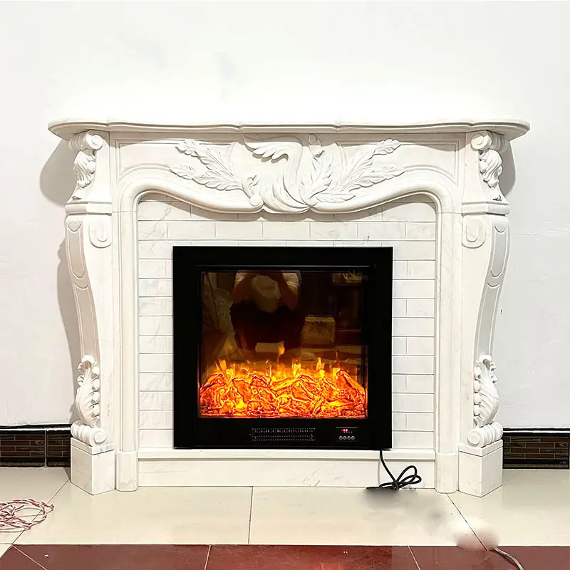 HZX自立型リビングルームクラシックビクトリア朝の大理石の暖炉マンテル