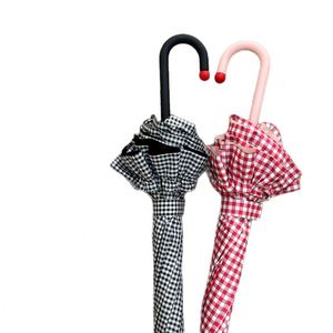 Paraguas Plegable de Estilo Princesa para Mujer, con Mango Largo, Semiautomático, para Sol y Lluvia, con Ribete de Encaje, Tela Pongee, UPF 40+, Todo en Uno, para Resort - Product Image 3