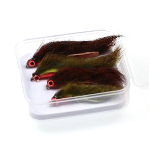 4 pz #6 #8 oliva/rosso-marrone striscia di scoiattolo Zonker Fly Streamers con 3D occhio luminoso <span class=keywords><strong>trota</strong></span> luccio Bass Fishing Lure Bait - Product Image 1