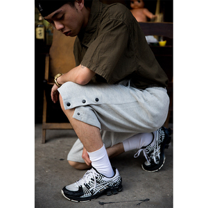 Wholesale Men's Summer Loose Fit Sweat <strong>Shorts</strong> <strong>Grey</strong> Plus Size Casual Knitted Athletic Pants Trendy Urban Style Black - Product Image 4