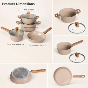 Ensemble de casseroles en aluminium forgé antiadhésif avec revêtement céramique, casseroles, poêles et faitouts <span class=keywords><strong>pour</strong></span> cuisinière à gaz et à <span class=keywords><strong>induction</strong></span> - Product Image 4