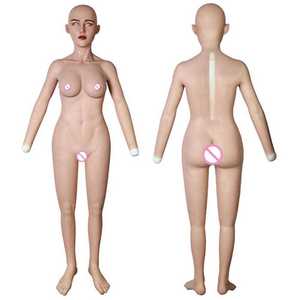 สมจริงซิลิโคนชุดสูทผู้หญิงที่มีหน้ากากศีรษะแขนเท้าสําหรับCrossdresser Sissy Transvestiteหน้าอกลากQueen Trans CD - Product Image 3