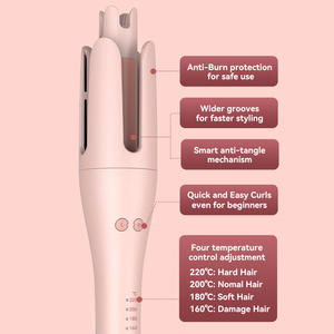 Verhindert Verknoten und Verbrennen Rotierender Lockenstab mit LED-Anzeige PTC-Heizung Schnellaufheizend Temperaturkontrolle Automatischer Lockenstab - Product Image 3