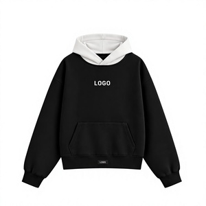 เสื้อฮู้ดผ้าฟลีซโอเวอร์ไซส์สองสีสำหรับผู้ชาย พร้อมฮู้ดแบบตัดกันและกระเป๋าจิงโจ้ - Product Image 6