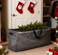 Sac de rangement rectangulaire pour sapin de Noël avec poignées pour l'organisation, résistant à l'humidité, design moderne et simple, pour usage extérieur, shopping