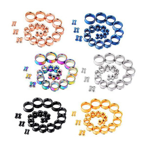 Threaded Double Flared Tunnel Plugs | Stainless Steel Vacuum Plated Punk Style Ear Expansion Body <b>Piercing</b> Jewelry - Product Image 4