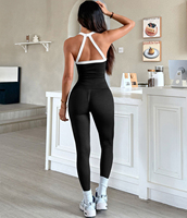Combinaison de yoga à dos croisé pour femmes - Tenue de sport pour la course à pied et la salle de sport, combinaison intégrale en nylon/spandex, séchage rapide, extensible dans les quatre sens, respirante