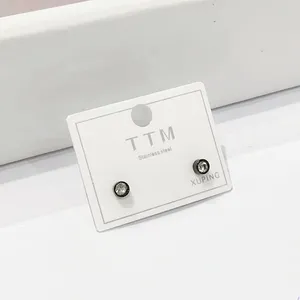 TTM-E6132旭平饰品批发低价时尚小环黑白锆石镀铂不锈钢耳环