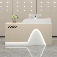 Comptoir de réception moderne minimaliste avec éclairage LED, logo personnalisé, table de réception pour salon de beauté, bureau, clinique, hôtel