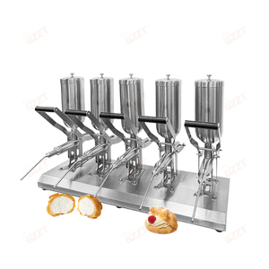 304 acier inoxydable main manuel crème bouffée beignet injecteur 5 groupes confiture Machine de remplissage pour gâteau <span class=keywords><strong>Croissant</strong></span> pâtisserie beignet - Product Image 1
