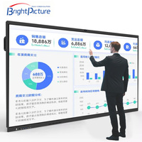 Tableau blanc interactif LCD 4K portable de 75 pouces avec écran tactile IR 20 points, caméra 48MP, cadre en aluminium, compatible Android et Windows, idéal pour les écoles