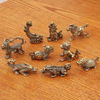 Neuf Fils Du Dragon Figurines En Laiton Massif Set Vintage Mythologie Chinoise Collection Déco Bureau
