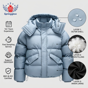 Chaqueta de Plumón Personalizada para <span class=keywords><strong>Hombre</strong></span>, Chaqueta de Invierno con Capucha, Resistente al Viento, Talla Grande, OEM, 80% Plumón de <span class=keywords><strong>Ganso</strong></span>, 650FP, Acolchada - Product Image 4