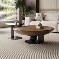 Table basse ronde en bois de designer italien avec table d'appoint Pingouin, mobilier de salon moderne et luxueux