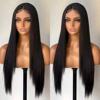 Perruques en cheveux humains bruts péruviens lisses comme des baguettes, sans colle, vierges, avec dentelle frontale complète 13x6 pour femmes noires