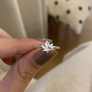 S925 Pure Silver Women's Fashion <b>Ring</b> Light Luxury Niche Design Forest Maple Leaf Tail <b>Open</b> Mouth <b>Ring</b> Layered Sweet Girl Style - Product Image 1