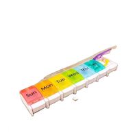 Boîte de rangement portable en plastique PP de qualité alimentaire, résistante aux enfants, avec impression de logo personnalisé, multicolore, 7 compartiments, pour 7 jours, vente en gros