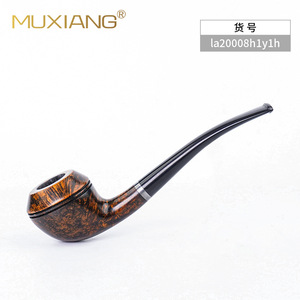Muxiang Tobacco Pipe Bent Type Solid Wood With Vulcanized Rubber Mouthpiece For Smoking - Product Image 1