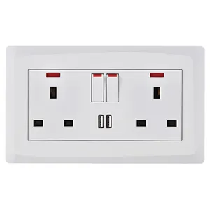 British Standard Double 13A 2-Gang-USB-Steckdose UK Wall Switched Socket, Enchufes Y Interruptor