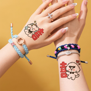 <span class=keywords><strong>Tatuaggi</strong></span> temporanei colorati adesivi adorabili cagnolino si sposano doppia felicità simpatico cartone animato tatuaggio impermeabile per la gamba del braccio del viso - Product Image 3