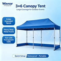 Tente Pop-Up Wavear avec Structure en Acier, Tissu Oxford/PVC 600D Imperméable, Parois Transparentes, Portable pour Vendeurs Alimentaires et Événements Extérieurs